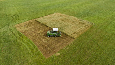 Aerial view of organised agronomy research plots